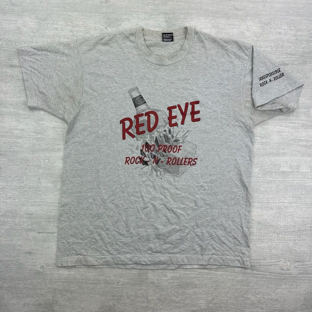 Vintage Red Eye Whiskey‎ Shirt Adult XL Gray Liquor Alcohol Drinking Party